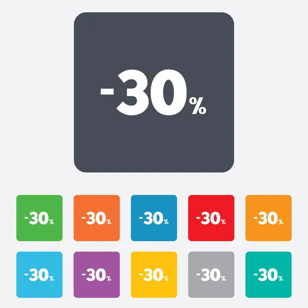 Ícone de sinal de desconto de 30%. Símbolo de venda . — Vetor de Stock