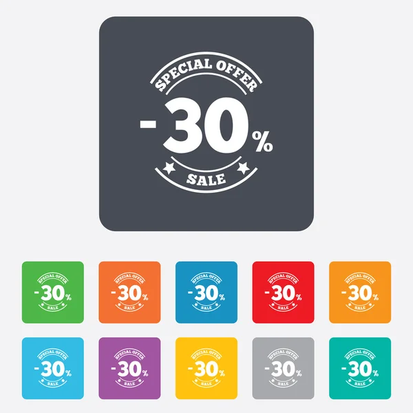 30 por ciento icono signo de descuento. Símbolo venta . — Vector de stock