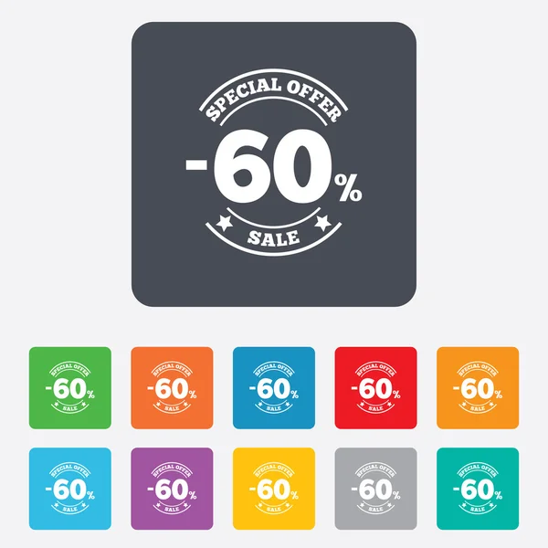 60 por ciento icono signo de descuento. Símbolo venta . — Vector de stock