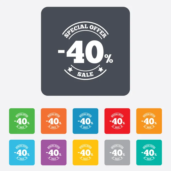 40 por ciento icono signo de descuento. Símbolo venta . — Vector de stock