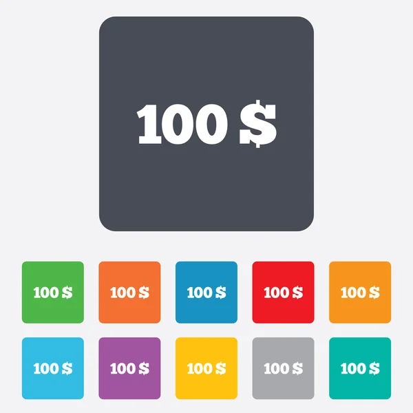 100 dolarů podepsat ikonu. symbol měny USD. — Stockový vektor
