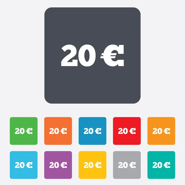 20 Euro sign icon. EUR currency symbol. — Stock Vector