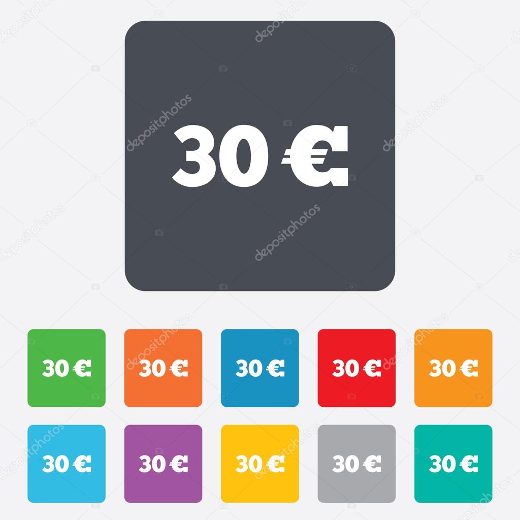 30 Euro sign icon. EUR currency symbol. 图库矢量图©Blankstock 47320275