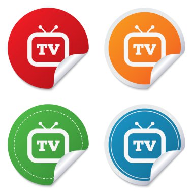 Retro tv işareti simgesi. televizyon set simgesi.