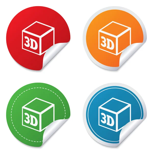 3D ikona znak wydruku. symbol druku 3D sześcian. — Wektor stockowy