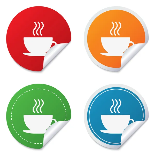 Icono del signo de taza de café. Botón café caliente . — Vector de stock