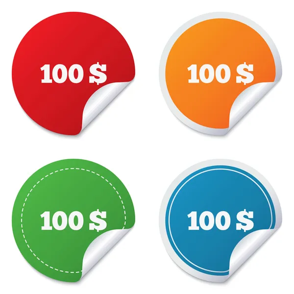 Icono de signo de 100 dólares. USD símbolo de moneda . — Vector de stock