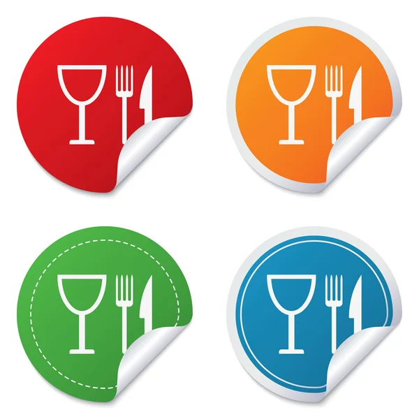 Eat sign icon. Knife, fork and wineglass. — Stock Vector