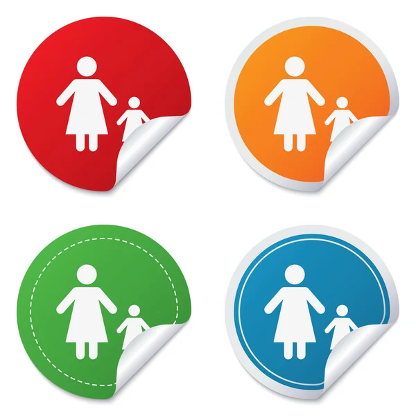 One-parent family with one child sign icon. — Stock Vector