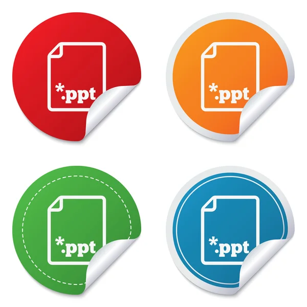 Icono de presentación del archivo. Descargar botón PPT . — Vector de stock