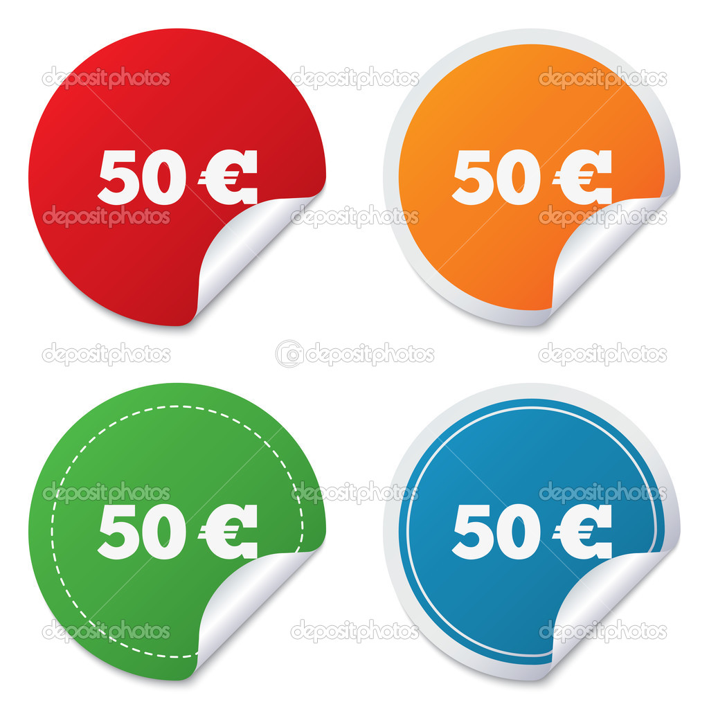 50 Euro sign icon. EUR currency symbol.