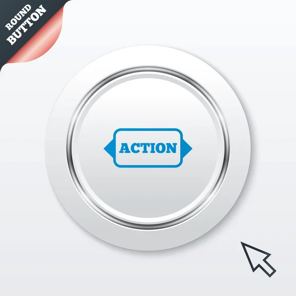 Icône de signe d'action. Bouton de motivation avec flèche . — Image vectorielle