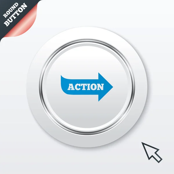 Icône de signe d'action. Bouton de motivation avec flèche . — Image vectorielle
