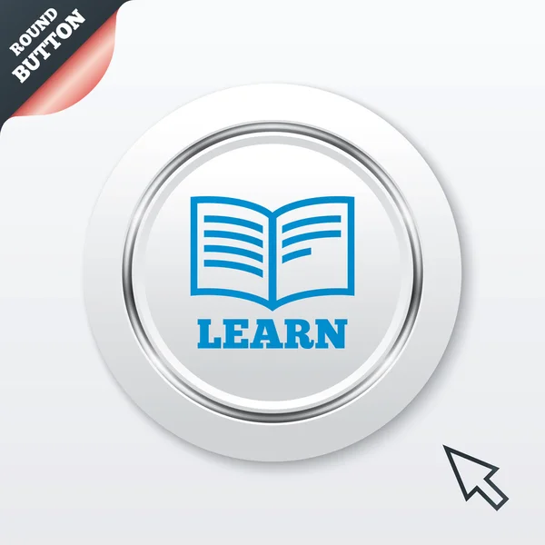Imparare libro segno icona. Simbolo dell'istruzione . — Vettoriale Stock