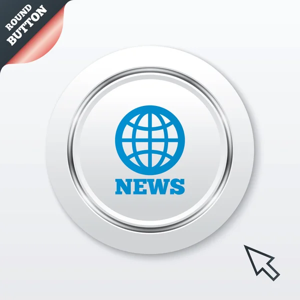 Icono de signo de noticias. Mundo globo símbolo . — Vector de stock