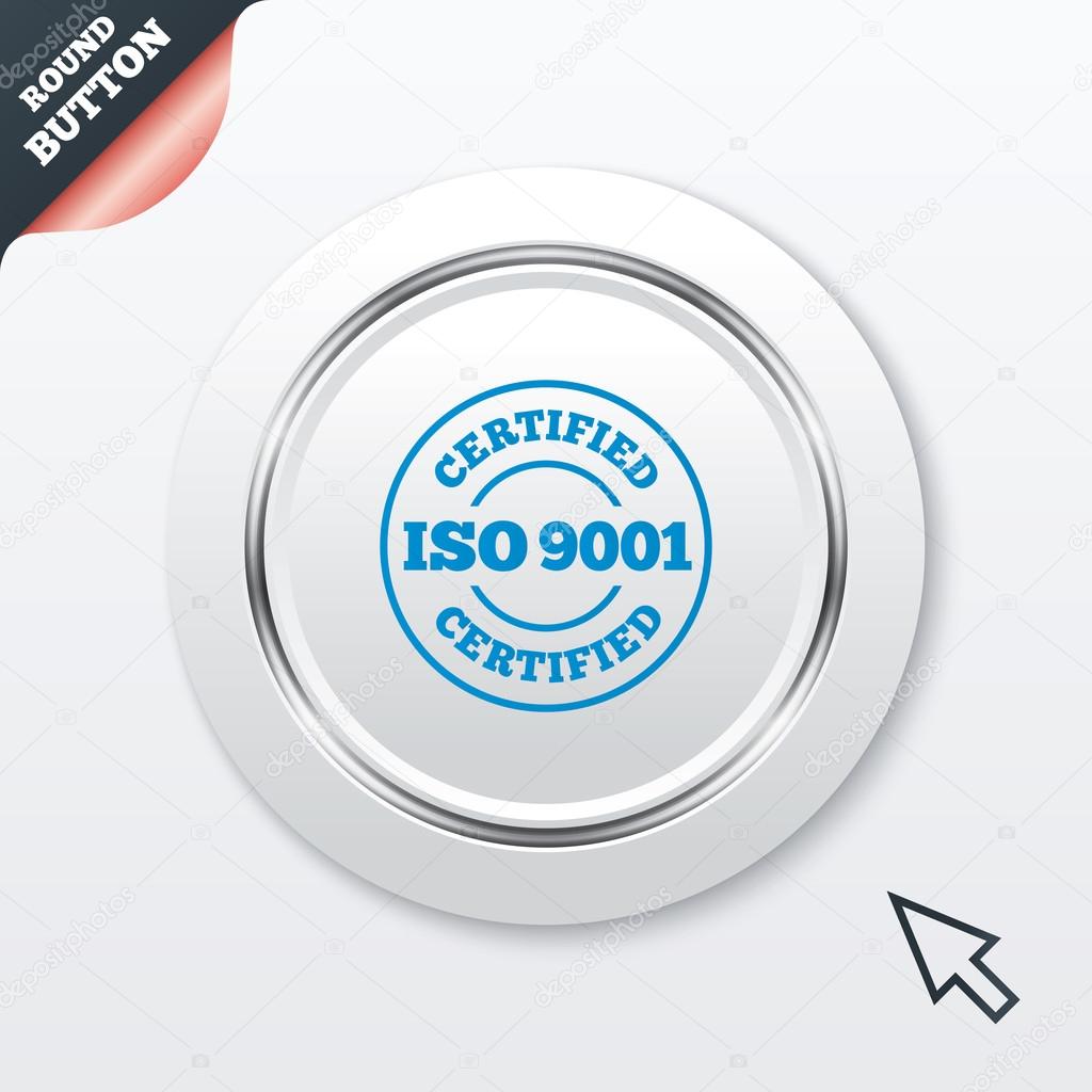 ISO 9001 certified sign. Certification stamp.