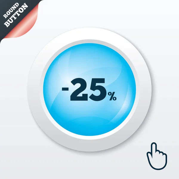 25 pour cent icône de signe de réduction. symbole de vente . — Image vectorielle