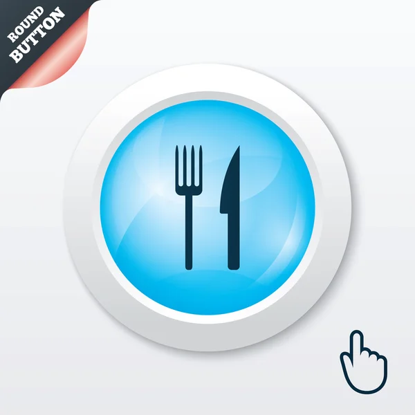 Eten teken pictogram. bestek symbool. vork en mes. — Stockvector