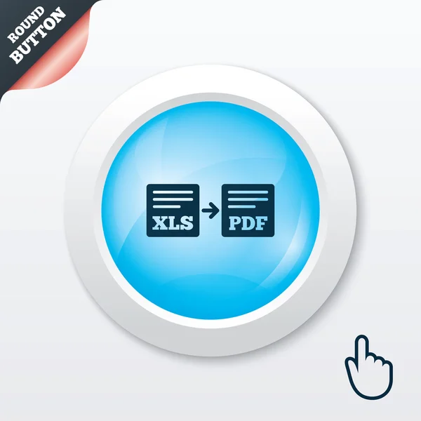 Exportar XLS para ícone PDF. Símbolo do documento . —  Vetores de Stock