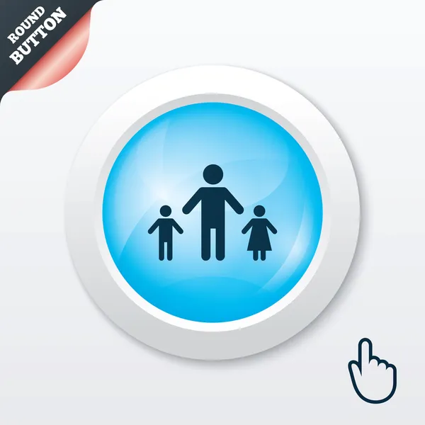 Familia monoparental con icono de signo de dos hijos . — Vector de stock