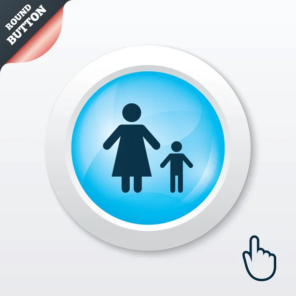 Tek ebeveynli aile ile çocuk işareti simgesi. — Stok Vektör