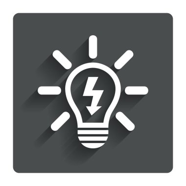 ışık lamba işareti simgesi. Yıldırım sembolü ile ampul