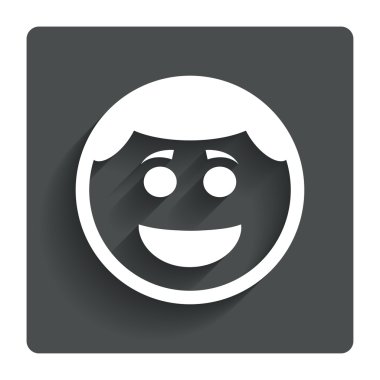 gülümsemek yüz simgesi. Smiley ile saç modeli simgesi.