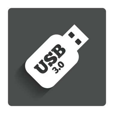 USB 3.0 çubuk işareti simgesi. USB birden parlamak götürmek düğme