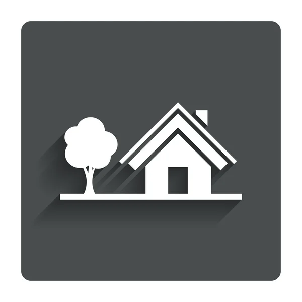 Home-Zeichen-Symbol. Haus mit Baumsymbol. — Stockvektor