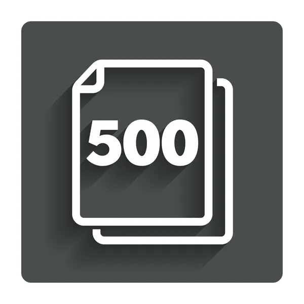 W pakiecie 500 arkuszy podpisać ikona. symbol 500 dokumentów. — Wektor stockowy