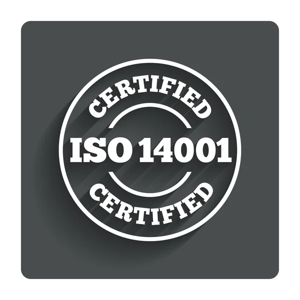 ISO 14001-sertifisert skilt. Sertifiseringsstempel . – stockvektor