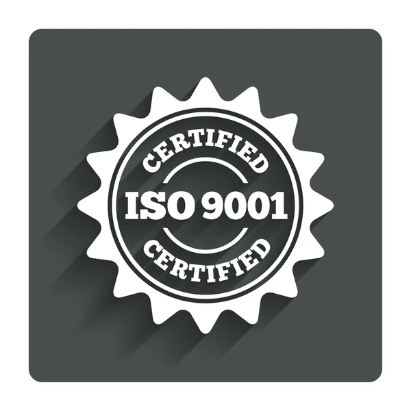 ISO 9001 certifierad tecken. certifiering stämpel. — Stock vektor