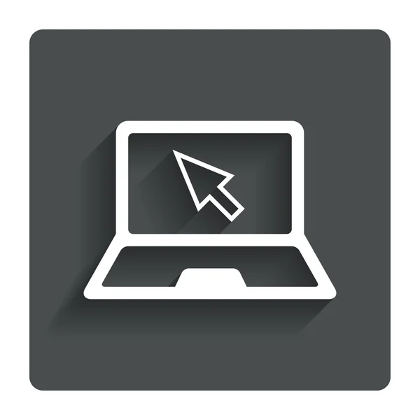 Laptop-Zeichen-Symbol. Notizbuch PC mit Cursor-Symbol — Stockvektor