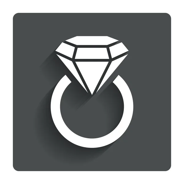 Jewelry sign icon. Ring with diamond symbol. — Stock Vector