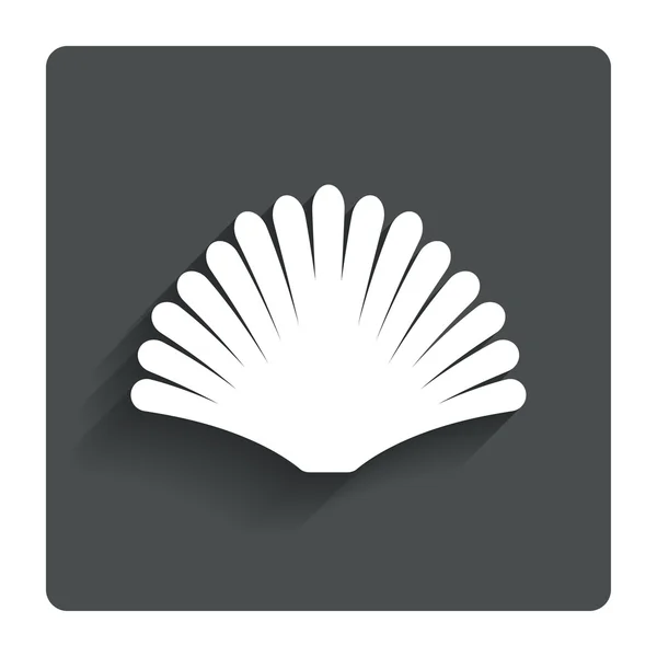 Icono de signo de concha marina. Símbolo de caracola. Icono de viaje . — Vector de stock