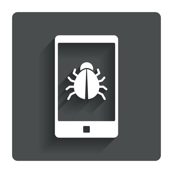 Smartphone icône de signe de virus. Symbole de bug logiciel . — Image vectorielle