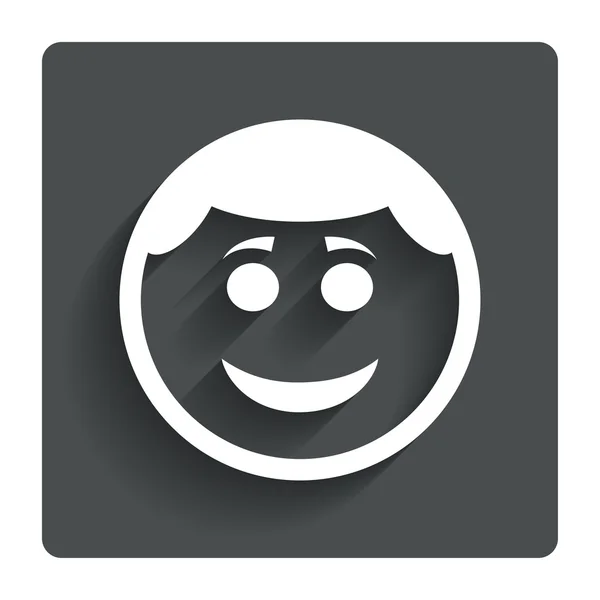 Smile face icon. Smiley with hairstyle symbol. — Stock Vector