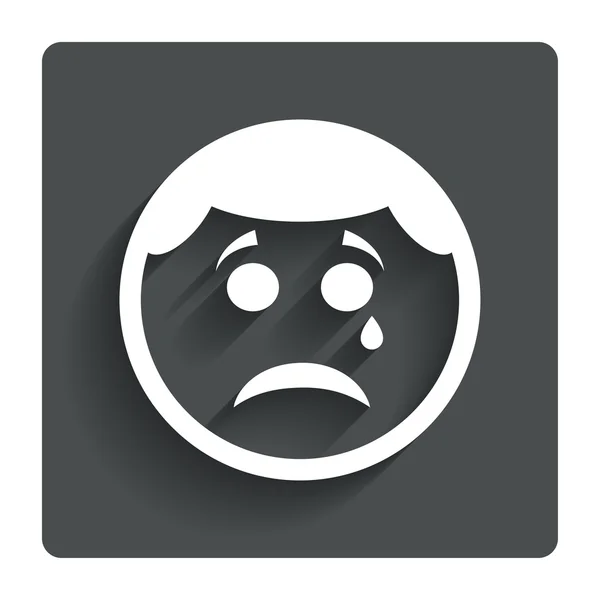 Sad face with tear sign icon. Crying symbol. — Stock Vector