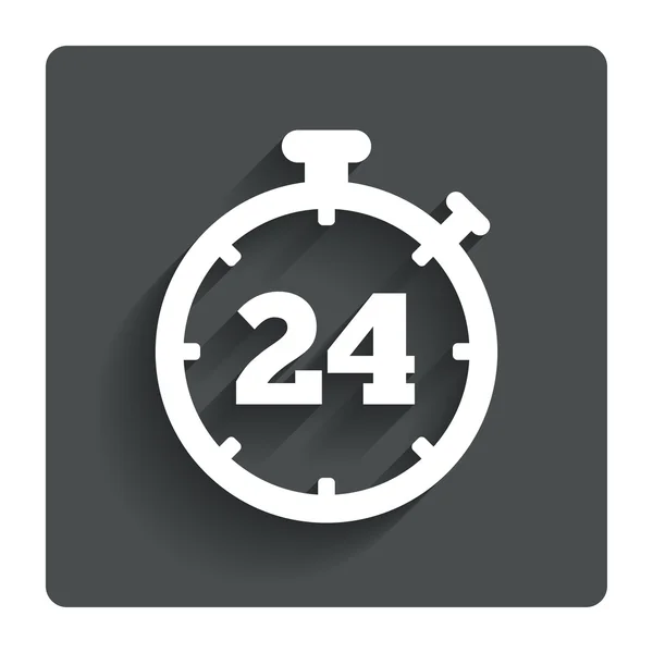 24 jam ikon tanda waktu. Simbol stop-watch . - Stok Vektor