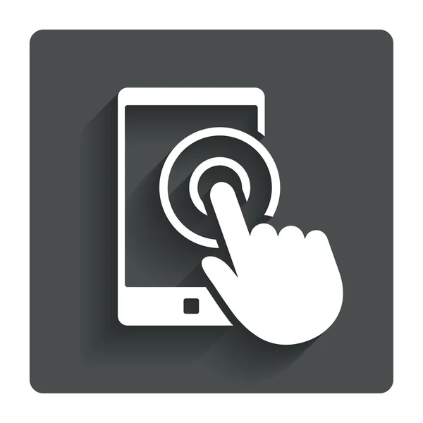 Pantalla táctil icono de signo de teléfono inteligente. Puntero de mano — Archivo Imágenes Vectoriales