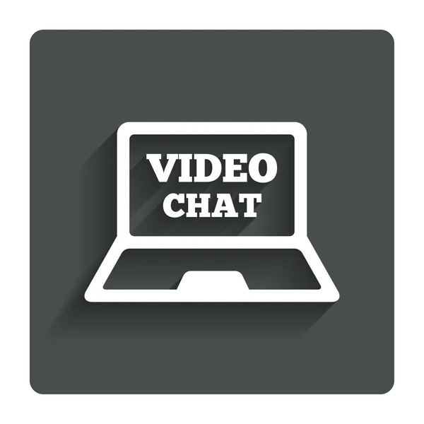 Video chat icono de signo portátil. Comunicación web . — Archivo Imágenes Vectoriales