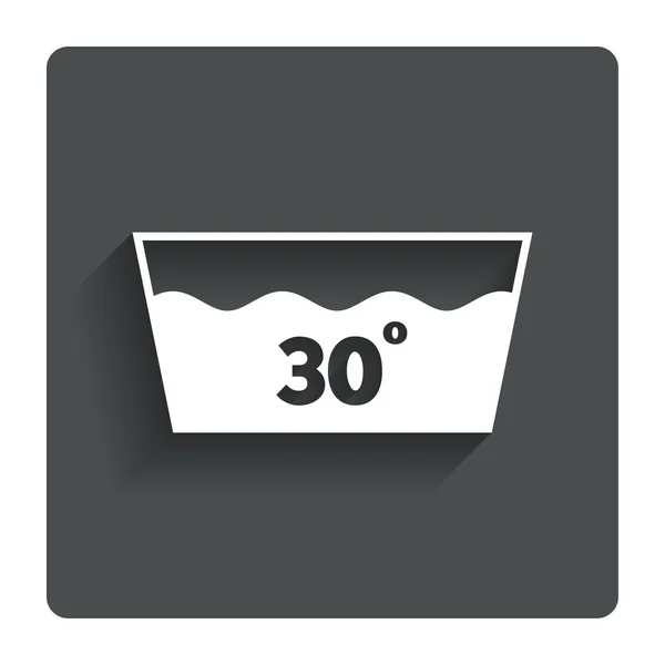 Tvätta ikonen. Maskintvättbar vid 30 grader symbol — Stock vektor