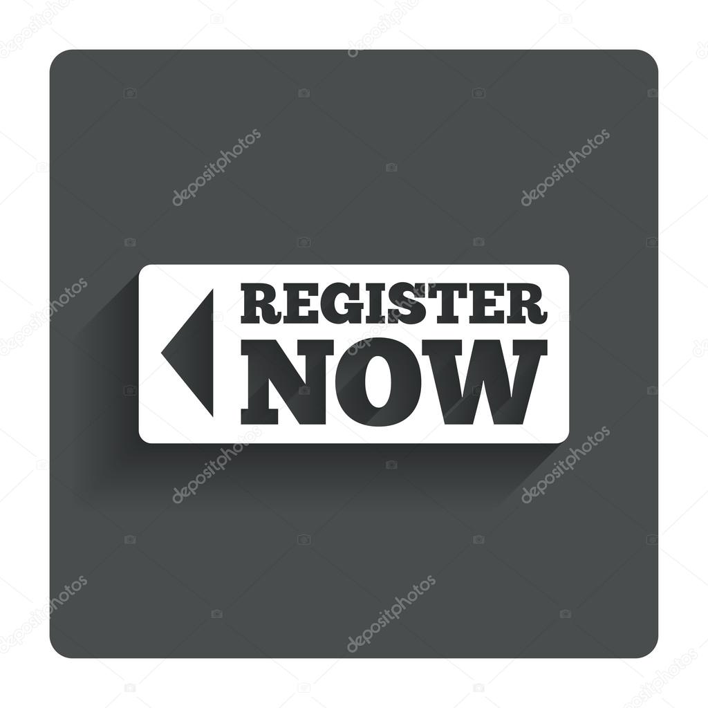 Register now sign icon. Join button symbol.