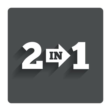 iki tek işareti simgesi. ok simgesiyle 2 in 1.