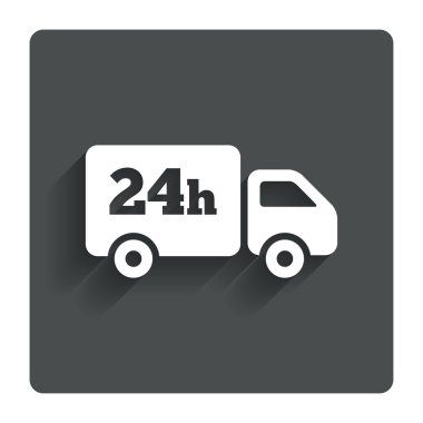24 saat teslimat hizmeti. Kargo kamyonu sembolü.