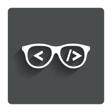 Coder sign icon. Programmer symbol. Glasses icon. Gray flat button with shadow. Modern UI website navigation. Vector clipart svg vector 