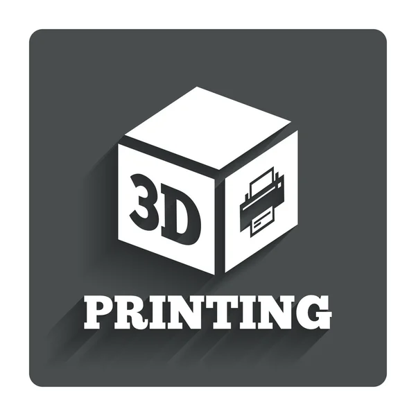 Ícone de sinal de impressão 3D. 3d cubo símbolo de impressão . — Vetor de Stock