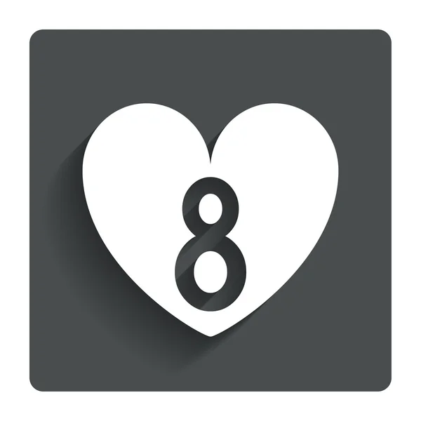 8 marca damska dnia znak ikona. serce symbol. — Wektor stockowy
