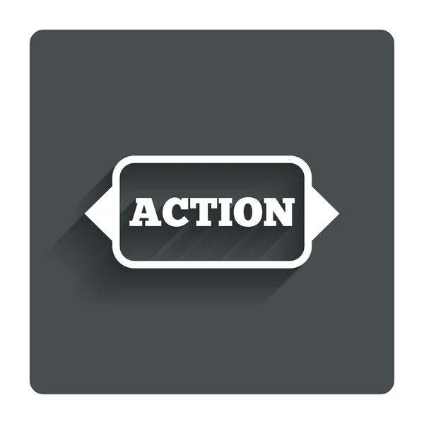 Icono de signo de acción. Botón de motivación con flecha . — Vector de stock