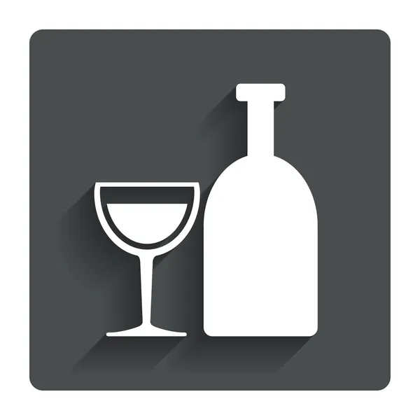 Segno di alcol. Simbolo da bere. Bottiglia con vetro — Vettoriale Stock